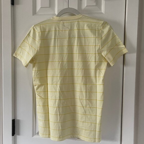 New Everlane Yellow Striped Organic Cotton Crew Neck Tee Shirt Top Size Medium - Picture 9 of 9